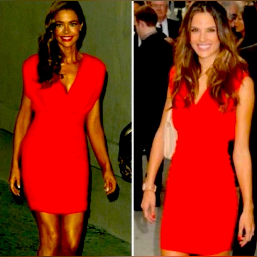 Alice and Olivia Nanette Ruched Dress Red, Size Small